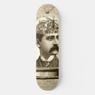 Vintage, steampunk, kardborst, mustasch man old school skateboard bräda 21,6 cm