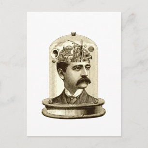 Vintage, steampunk, kardborst, mustasch man vykort