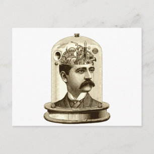 Vintage, steampunk, kardborst, mustasch man vykort