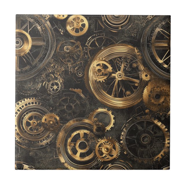 Vintage Steampunk Keramisk Kakel (Framsidan)