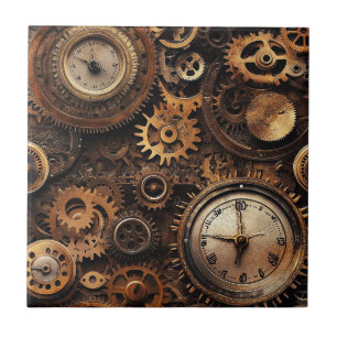 Vintage Steampunk Keramisk Kakel