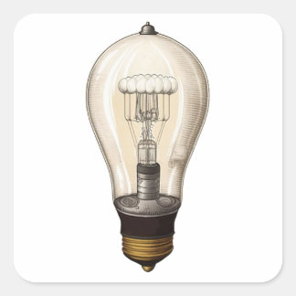 Vintage Steampunk Light Bulb Fyrkantigt Klistermärke