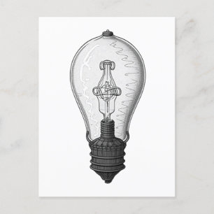 Vintage Steampunk Lightbulb Vykort