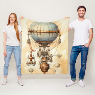 Vintage Steampunk Luftballong (3) Fleecefilt