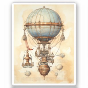 Vintage Steampunk Luftballong (3) Klistermärken