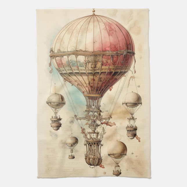 Vintage Steampunk Luftballong (4) Kökshandduk (Vertikal)