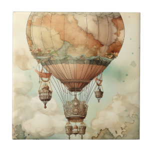 Vintage Steampunk Luftballong (5) Kakelplatta