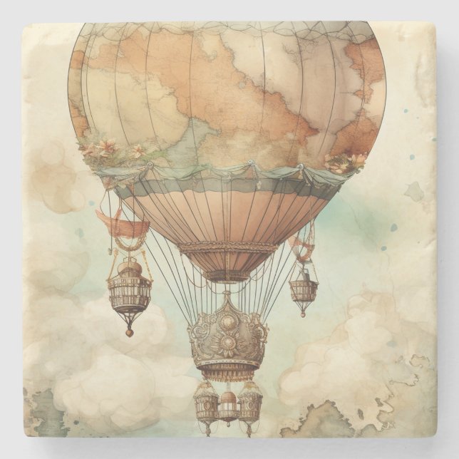 Vintage Steampunk Luftballong (5) Stenunderlägg (Framsidan)