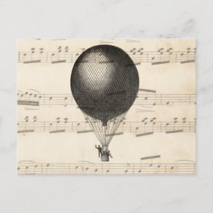 Vintage Steampunk Luftballong Airship Vykort