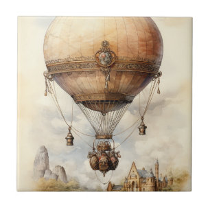 Vintage Steampunk Luftballong Kakelplatta
