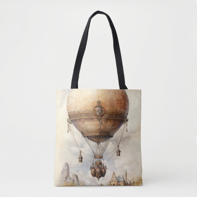 Vintage Steampunk Luftballong Tygkasse (Framsida)