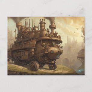 Vintage Steampunk-motor Fantasiillustration  Vykort