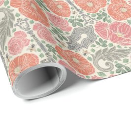 Vintage Steampunk Old Lock Nyckel Red Poppy Presentpapper