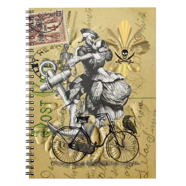 Vintage steampunk pirat anteckningsbok med spiral (Framsidan)