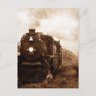 Vintage Steampunk Railroad Antique Steam Tåg Vykort