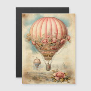 Vintage Steampunk Rosa Blommigt Luftballong