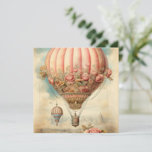 Vintage Steampunk Rosa Blommigt Luftballong