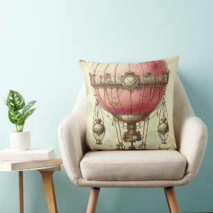 Vintage Steampunk Rosa Luftballong (2) Kudde