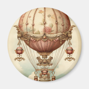 Vintage Steampunk Rosa Luftballong Magnet