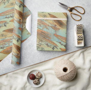 Vintage Steampunk Stil Airships in Flight Mönster Presentpapper