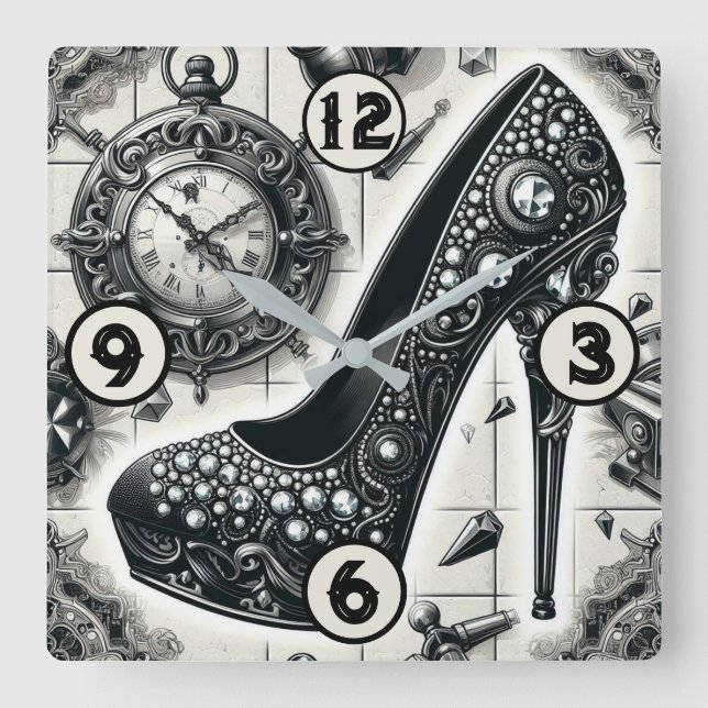 Vintage Steampunk Stil Stiletto Fyrkantig Klocka (Framsida)