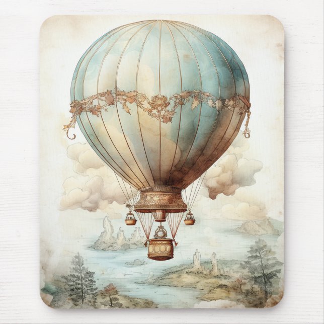 Vintage Steampunk Varm Luft Ballong (2) Musmatta (Framsidan)