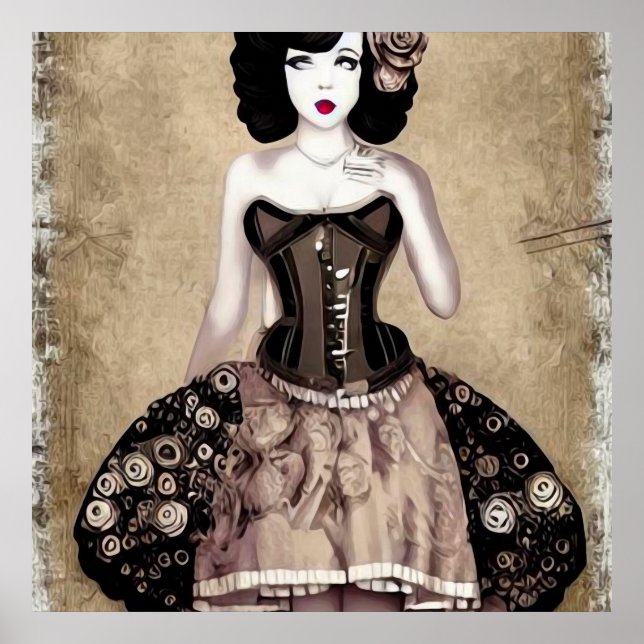 Vintage Steampunk Woman Poster (Framsidan)