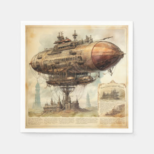 Vintage Steampunk Zeppelin (10) Pappersservett