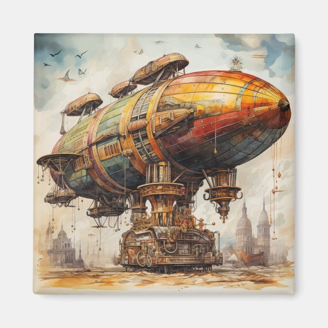 Vintage Steampunk Zeppelin (1) Magnet (Framsidan)