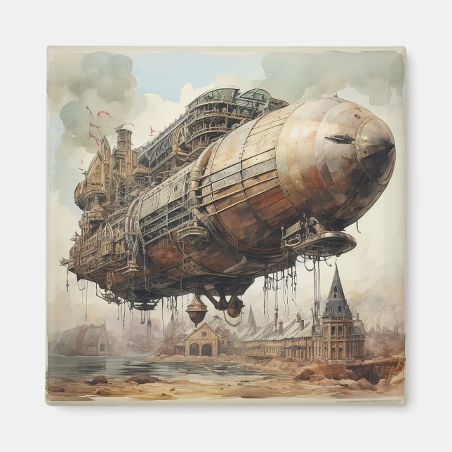 Vintage Steampunk Zeppelin (2) Magnet (Framsidan)