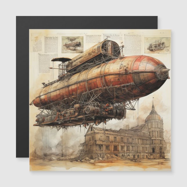 Vintage Steampunk Zeppelin (3) (Fram/baksida)