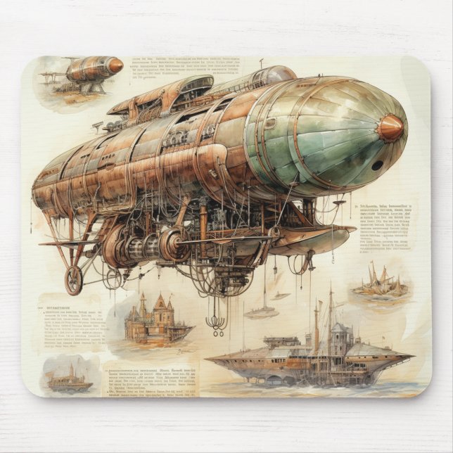Vintage Steampunk Zeppelin (4) Musmatta (Framsidan)
