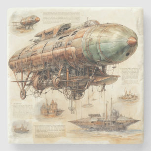 Vintage Steampunk Zeppelin (4) Stenunderlägg