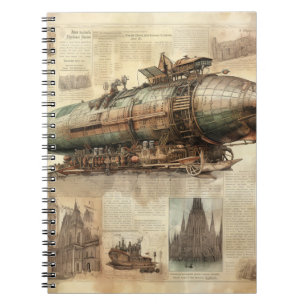 Vintage Steampunk Zeppelin (5) Anteckningsbok