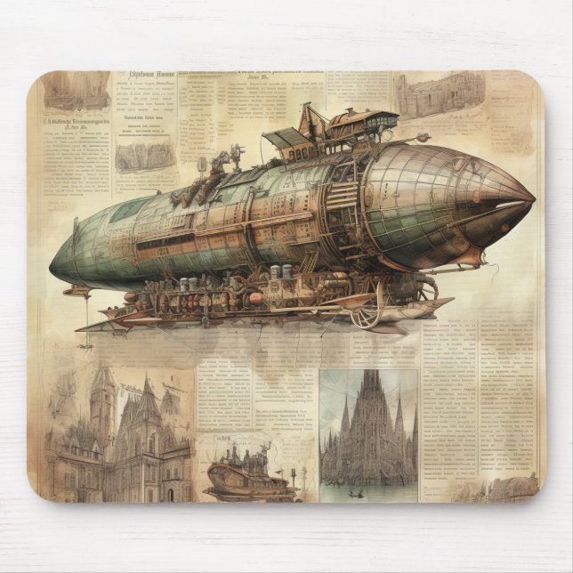 Vintage Steampunk Zeppelin (5) Musmatta (Framsidan)