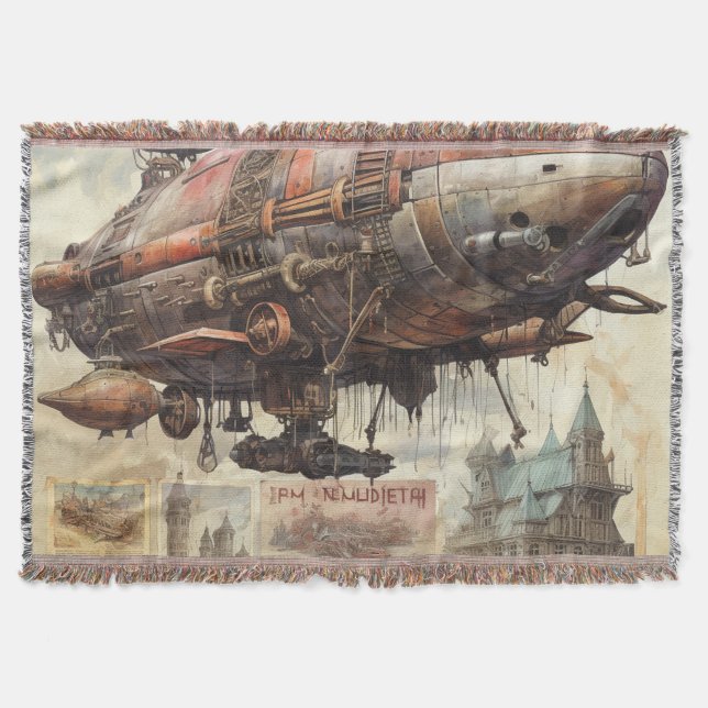 Vintage Steampunk Zeppelin (9) Filt (Framsidan)