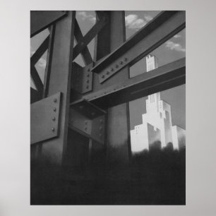 Vintage Steel Construction Skyscraper Architecture Poster