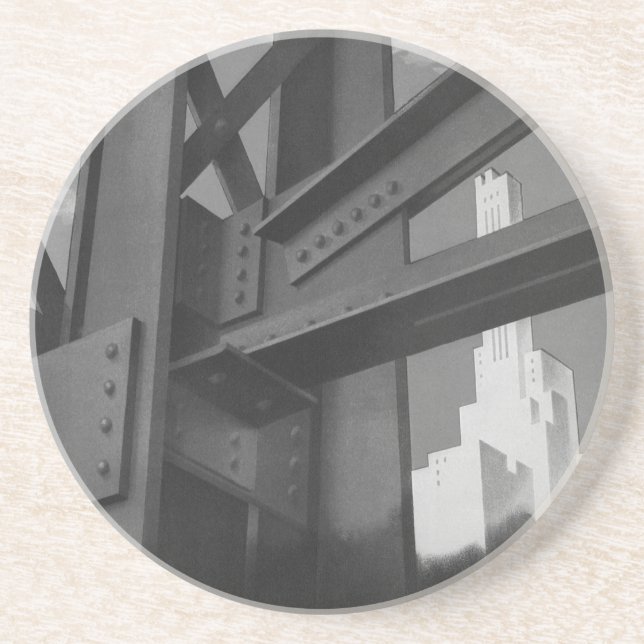 Vintage Steel Construction Skyscraper Architecture Underlägg Sandsten (Framsidan)