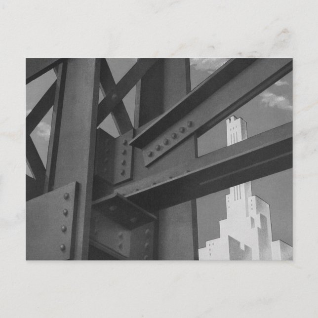 Vintage Steel Construction Skyscraper Architecture Vykort (Framsida)