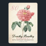 Vintage steg den 80th inbjudningar<br><div class="desc">För födelsedagfirande för anpassadet steg den 80th inbjudan med botaniska vattenfärger för vintage av att blomma vid Pierre-Joseph Redouté. Du kan lätt ändra textfärg, stilsorten, format, och att placera, genom att klicka skräddarsy, knäppas. Matcha födelsedaggästboken, hänger lös favören och mer…, --------------- "Var Pierre-Joseph Redouté (10 Juli 1759 i Sanktt-Hubert, Belgien...</div>