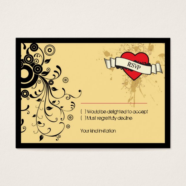 Vintage Sten & Roll Music Thmet Bröllop Visitkort (Framsidan)