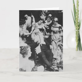 Vintage Stereoview Santa och Dam jul Helgkort