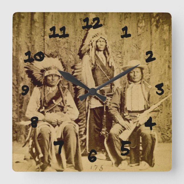 Vintage Stereoview vid rådet i Sioux Krig Fyrkantig Klocka (Framsida)