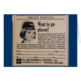 Vintage Stewardress Advertisement Hälsningskort
