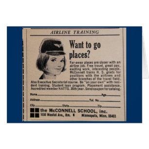 Vintage Stewardress Advertisement Hälsningskort