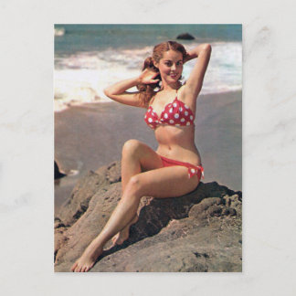 Vintage-stift upp flicka Bikini Beach-vykort Vykort