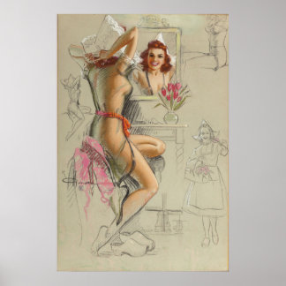 Vintage-stift upp flicka poster