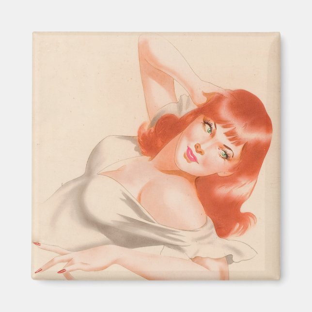 Vintage-stift upp flickmagnet magnet (Framsidan)