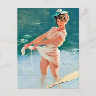 Vintage-stift upp flickvykort vykort