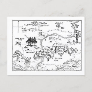 Vintage Stil 100 Acre Skogen Karta Vykort